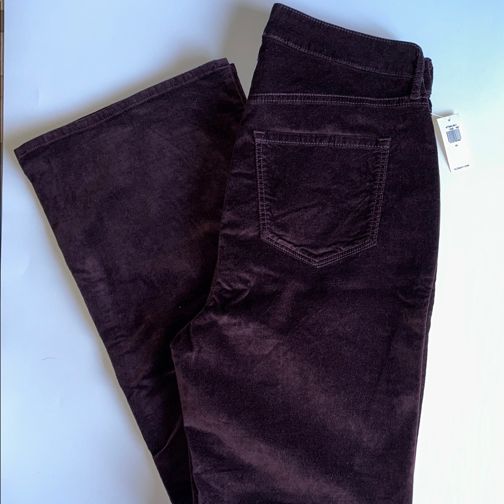 Old Navy Plum Velvet Higher High-Rise Flare Jeans Secret-Smooth Pockets Purple - Picture 3 of 14